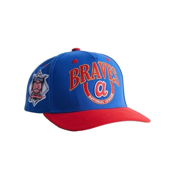 Atlanta Braves Mitchell & Ness MLB‎ Pro Fit Snapback Hat Cap Blue Red NWT Patch - Picture 1 of 4